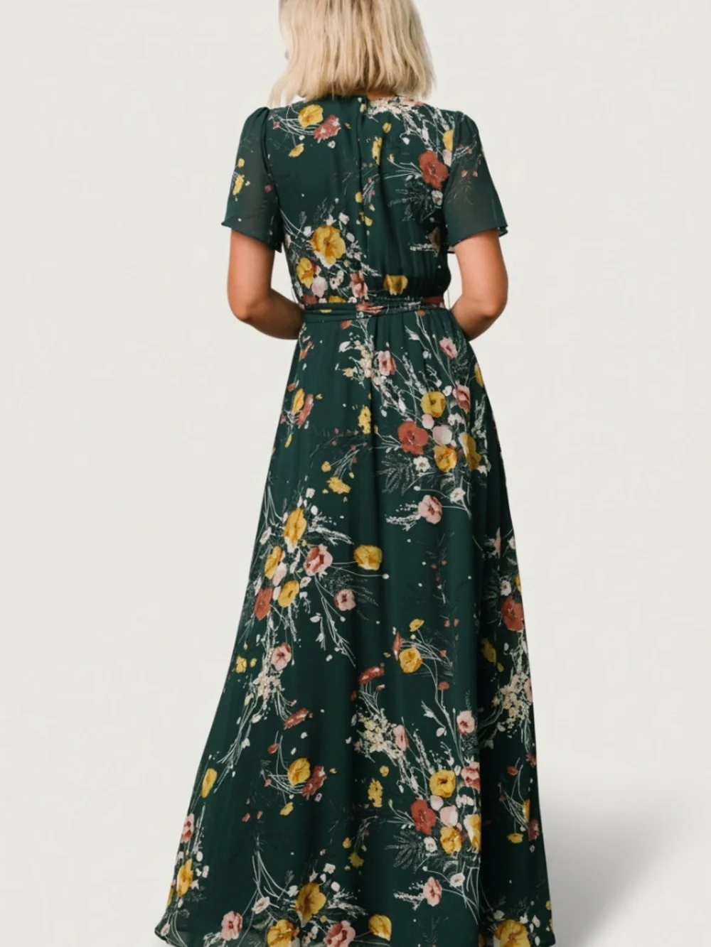 Baltic Born Naomi Short Sleeve Maxi Dress | Dark Green Floral Size 1XL1XL - Picture 4 of 5